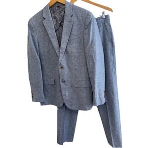 Jos A. Bank Slim Fit Linen Cotton Suit 32X32 Jacket With Paisley Lining